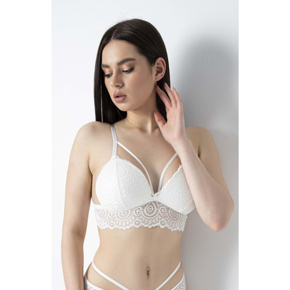 EKRU DESTEKSİZ İPLİ DANTELLİ BRALET