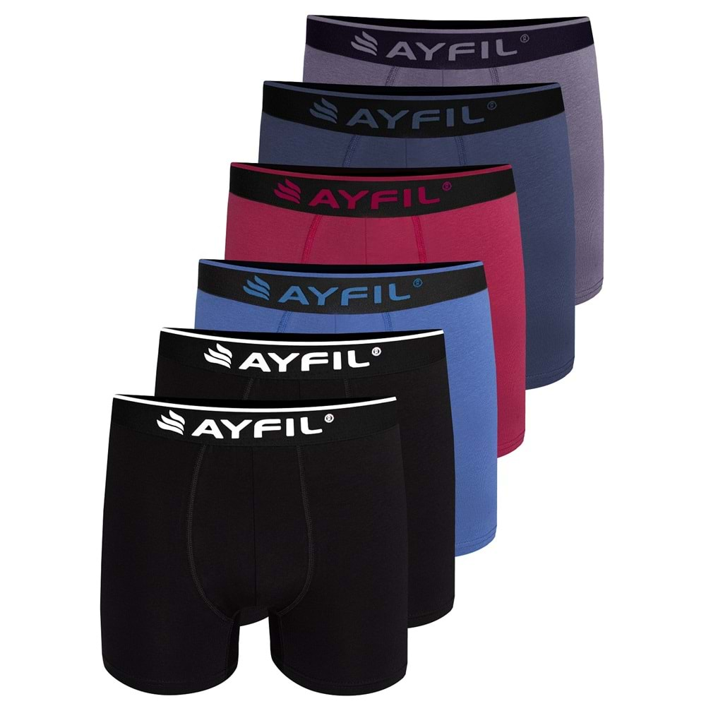 AYFİL ERKEK 6 LI KUTULU KLASİK BOXER - SİYAH - 2XL