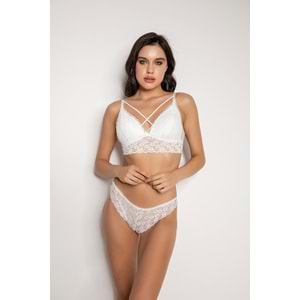 EKRU DESTEKLİ İPLİ DANTELLİ BRALET TAKIMI