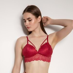 BORDO DESTEKSİZ İPLİ DANTELLİ BRALET