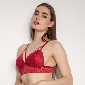 BORDO DESTEKSİZ İPLİ DANTELLİ BRALET