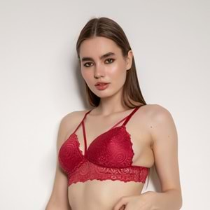 BORDO DESTEKSİZ İPLİ DANTELLİ BRALET