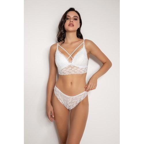 EKRU DESTEKLİ İPLİ DANTELLİ BRALET TAKIMI